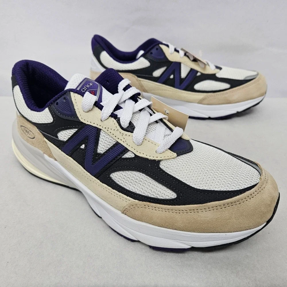 New Balance 990 V6 Sneakers Made In USA U990WB6 White Black Purple Men‎ Size 9